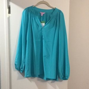 NWT Lilly Pulitzer Turquoise Elsa Top